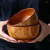 Miski japoński w stylu jujube drewniana miska okrągła duża zupa kreatywna zastawa stołowa ryżu dla dzieci