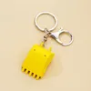 Keychains Creative Alloy Bulldozer Keychain Stereo Excavator Tools Car Key Metal Ring Pendant Accessories Men Mini Simulation Machine