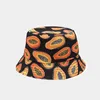 Bérets Été Coton Seau Chapeaux Pour Femmes Hommes Fruits Imprimé Réversible Panama Femme Soleil Pêcheur Chapeau Mode Hip Hop Voyage Plage