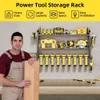 Öppningsarrangör, Wall Mount Rack med 9 trådlös borrhållare, 3 lager Metal Power Tool Organizer - 32 tum, svart