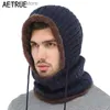 Chapéus Lenços Conjuntos AETRUE Inverno Chapéu De Malha Gorro Mens Beany Skullies Gorros Mulheres Chapéu de Inverno Mens Cs Gorras Bonnet Máscara Chapéu de Marca 2019C24319