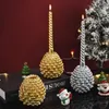 Candle Holders Resin Pine Cone Holder Gold Silver Color Simulation Pinecone Rod Wax Candlestick Desktop Ornaments Gifts Home Decoration