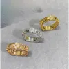 Lyxiga smycken VanClef Ring Kaleidoscope Ring smal utgåva Full Diamond 18K Rose Gold Clover Flower Diamond Ring Light Luxury Style Womens Pure Silver