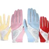 Gloves 1Pair Golf Gloves For Women Girls PU Fabric Beautiful Breathable Nonslip Gloves Golf Game Ball Tennis Baseball Gift Multicolors