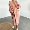 Vêtements de nuit pour femmes Coton Femmes Sleep Dress Full Lantern Sleeve Peignoir Doux Loungewear Sexy V Cou Robe De Chambre Bridemaids Robes Chemise De Nuit