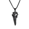 Punk titanium steel retro crow skull pendant classic design necklace men's personalized jewelry long pendant sweater chain