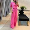 Twee stuk broek Office Outfits voor dames mode solide kleur casual brede poten korte mouwen blouses pakken elegante pendelende zomersets voor