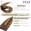 Extensões de cabelo tess não-remy, 16 cores, feminino, humano, clipin, cabeça inteira, cabelo liso, cabeça cheia, fino, loiro