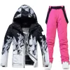 Set Ice Snow Suit Wear Snowboarding Clothing Winter Warm Waterproof Outdoor Costumes Ski Set Jackor + Strap Pants For Man and Woman
