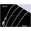 Kedjor 100st 925 Sterling Sier 1mm Rolo Chain Necklace For Women Men smycken 40cm 45cm 50 cm 55 cm 60cm lång fit hänge 5 storlekar dropp DHFE1