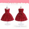 INS Girls Red Sequins Velvet Vest Dresses Halloween Children Cosplay Kleding Kerstmis Kinderen Party Stage Performance Kleding Z4292