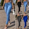 Pantaloni skinny jeans da donna Pantaloni leggings a tutta lunghezza attillati a lunga durata Pantaloni denim accattivanti a vita media per ragazza