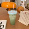 머그잔 귀여운 빨대 컵 kawaii 재사용 가능한 커피 플라스틱 콜드 컵 물 주스 우유 차 bpa 무료 음료 병 음주 ware s s