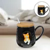 Canecas Cerâmica Copo Chá Recipiente De Água Escritório Bebida Caneca De Cachorro Com Tampa Colher