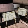 Womens Classic Diamond Lattice Crush Gold Ball Mini Small Vanity Box Bags Calfskin Tiny Cosmetic Case Card Holder Lady Girl Midje Bröstväska 6 Färger 12x10cm/18x10cm