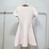 Casual Kleider Frauen Mode Kurzarm Süße Kleid Revers Perlen Elegante Kleine Duftende Hohe Qualität Weiß Mini Französisch Weibliche Vestidos