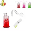 Gros coloré portable mini narguilé 10mm femelle style flamme eau brûleur à mazout bong tuyau avec bol en verre dab rig et tuyau de paille en silicone pour fumer