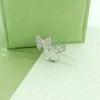 Bagues de luxe en cuivre avec plaqué or 18 carats Van Clee Marque Designer Full Crystal Butterfly Charm Bague ouverte pour femmes Bijoux avec boîte cadeau de fête