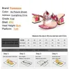 Zapatos de vestir para mujer Zapatillas de tacón alto transparentes Bling Diamond Decoración de flores Sandalias de fiesta Tacón cuadrado con estampado de serpiente para veranoNS1B H240321