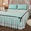 Bed Skirt Vintage Style Bow Tie Solid Minimalist Chiffon Lace Bedspread Little Fresh Mattress Protector Sheet