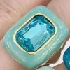 Bangle Fashionable Rings for Women 2023 Square Classic Jewelry for Party Artificial Stone Ladies Accessories Gift Free frakt 240319