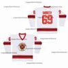 Maillot de hockey sur glace Letterkenny Irish 69 Shoresy Couture Broderie Vêtements de sport en plein air Maillots de haute qualité Rouge Blanc 2023 Nouveau