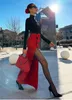 女性レディーロングスカートフラワーズセクシーな包帯ドレスボディコンスカート