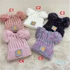 Gorro tejido de diseñador para niños y niñas, gorros bonitos para niños, gorros cálidos con pompón, gorro de invierno para niños