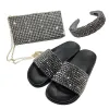 Flops Fashion Women Slippers Shiny Diamonds Pink Slippers Bag Set Matching Blingbing Rhinestone Shoes And Handbag Sandals And Bag Set