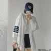 Designer High version spring and summer TB four bar linen silhouette men's and women's loose long sleeve shirt coat19EL