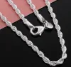 925 Sterling Silver Necklace 16/18/20/22/24 tum 4mm Twisted Rope Chain Necklace For Women Man Fashion Wedding Charm Jewelry GC608 LL