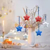 Party Decoration 6 Pieces 4TH Of July Hanging Star Ornaments Christmas Red White And Blue Stars For Supplies Holiday Outdoor Home Indoor