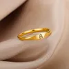 2024SS Or Minuscule Lettre Initiale Anneaux Pour Femmes Mode A-Z Lettre Doigt En Acier Inoxydable Bague Esthétique Bijoux De Mariage Cadeau bijoux femme