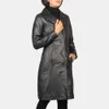Cappotto da donna in pelle nera completamente personalizzato Nuovi cappotti in pelle trench lunghi personalizzati in stile classico