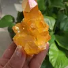 Figurines décoratives, 1 pièce, belle flamme jaune, aura, grappe de cristal de Quartz