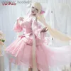 cosplay Anime Costumi Inventario UWWO anime/manga Kii gioco di ruolo Lolita abito rosa fiocco clip Halloween Kii Natale setC24320