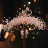 Tiaras Bridal Headdress Luxury Crystal N Crown Handmade Hairband Earring Set Headdress Headband Party Bridesmaid Gift Woman Y240320