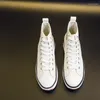 Casual Shoes 2024 Women Spring Autumn Lace-Up Platform Girl White Canvas Fashion High Top Plus Size for Woman