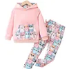 Ensembles de vêtements printemps automne enfants vêtements filles mignon dessin animé chat à manches longues pull sweat haut pantalon enfants sport