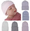 7 Färg Nyfödd randhatt baby virkning stickade hattar spädbarnskallar mjuk bomull mössa vinter varma kapslar tillbehör m5672766160