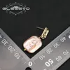 GLSEEVO Orecchini a forma di rombo geometrico Donna Ciondola Perla barocca Eardrop Gioielli da sposa alla moda in stile coreano 240311