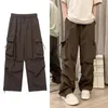 Men's Pants Straight Fit Stylish Cargo With Multiple Pockets Loose Elastic Waist Trendy Streetwear Trousers For Hip