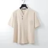 9xl tamanho grande camiseta masculina verão manga curta linho casual camisetas topos masculino vneck bordado t camisa mais 240313