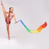 Decorazione per feste Danza quadrata Nastro di seta colorato Asta colorata Ginnastica Streamer Nastri da allenamento Fitness