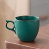 Mugs Green Apricot Leaf Ceramic Coffee Cup Saucer European Porcelain High-end Afternoon Tea Flower Latte Breakfast Mug