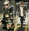 Girls039 cotton jacket children039s down cotton jackets Printed cartoon butterfly camouflage girls winter jackets kids cloth9949855