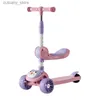 Bicicletas Ride-Ons Ciclismo Cidade Crianças Scooter 3 em 1 Crianças Scooter Sint Wheel Scooter Com Música Luz 3 Rodas Scooter Crianças Toy Car L240319