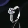 Korean Style Red Plant Pattern Two Imitation Diamond Ring