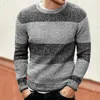 Мужские свитера 2024, осень/зима, одинаковый по цвету трикотаж, пуловер с круглым вырезом и длинными рукавами, свитер в европейском и американском стиле