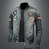 2023 Spring Autumn Slim Stand Collar Embroidered Denim Jacket Casual Mens Clothing Coat Trendy Fashion Motorcycle 240307